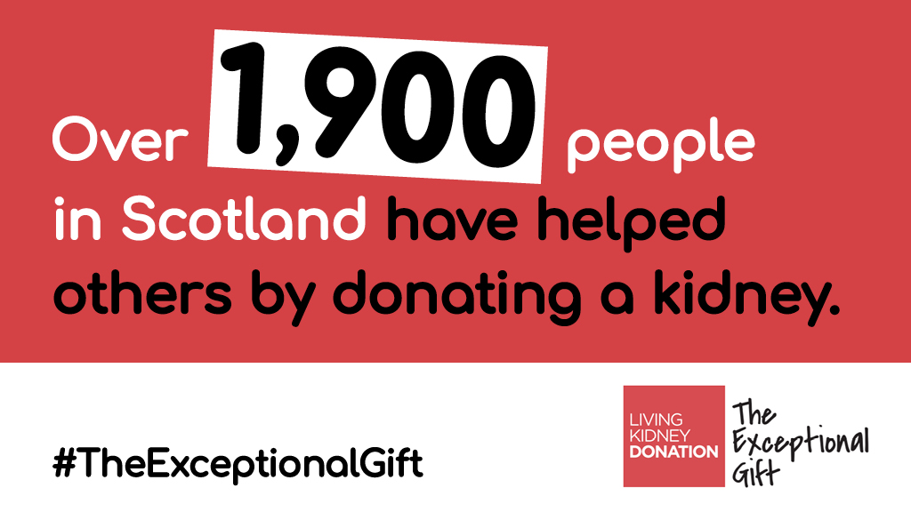 Over 1,900 people in Scotland have helped others by donating a kidney